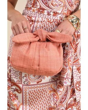 Lulus Essential Style Rusty Rose Woven Knot Handle Clutch Bag - Pink