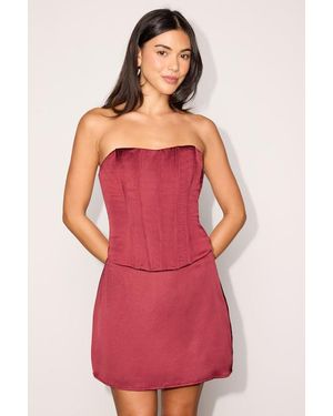 Lulus Paget Satin Bustier Two-Piece Mini Dress - Red