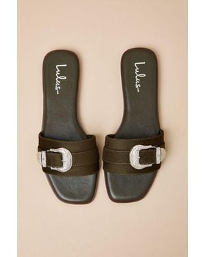 Lulus Nyomi Suede Buckle Slide Sandals - Natural