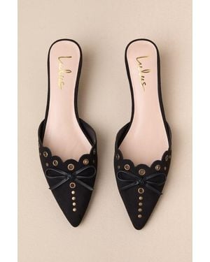 Lulus Cerine Suede Studded Pointed-Toe Mule Court Shoes - Natural