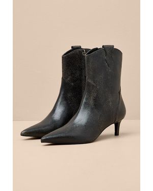 Seychelles Dallas Leather Western Kitten Heel Booties - Black