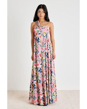 Lulus Georgianna Multi Floral Plisse Maxi Dress - White