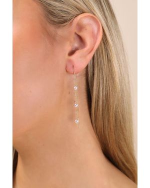 Lulus Simply Memorable Pearl Threader Earrings - Natural