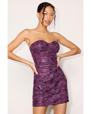 Lulus Taron Embroidered Strapless Bustier Mini Dress - Purple