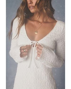 Lulus Hailo Textured Tie-Front Mini Dress - Gray