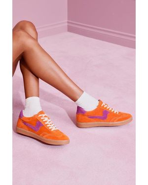 Dolce Vita Notice Multi Suede Leather Colour Block Lace-Up Trainers - Pink