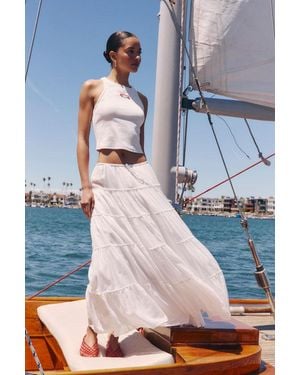 Lulus Relaxed Charm Gauzy Tiered Drawstring Maxi Skirt - White