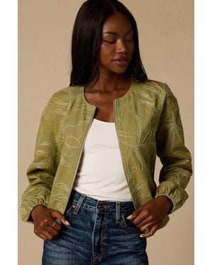Lulus Olina Embroidered Bomber Jacket - Green
