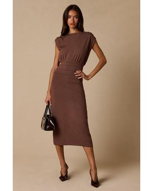 Lulus Brennan Knit Midi Jumper Dress - Brown