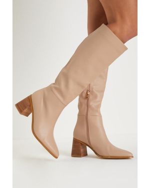 Billini Holden Biscuit Pointed-Toe Knee-High Boots - Natural