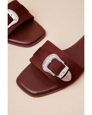 Lulus Nyomi Suede Buckle Slide Sandals - Blue