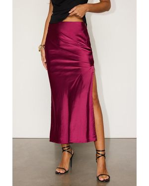 Lulus Chic Wishes Satin Midi Skirt - Red
