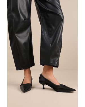 Vagabond Shoemakers Lykke Leather Mesh Kitten Heel Court Shoes - Black