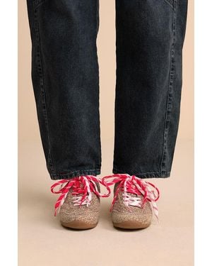 Dolce Vita Laini Leopard Printed Suede Leather Lace-Up Trainers - Blue