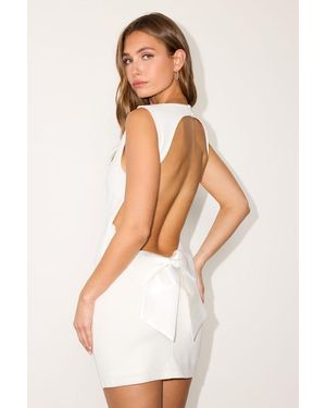 Lulus Florentina Backless Bow Mini Dress - White