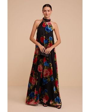 Lulus Alexei Floral Velvet Maxi Dress - Black