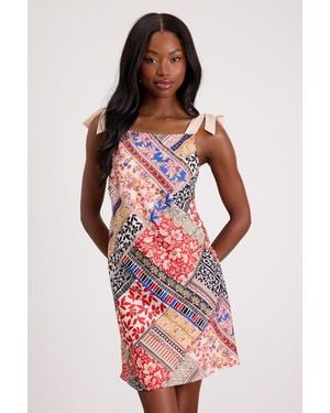 Lulus Ximena Multi Print Tie-Strap Mini Dress - Red