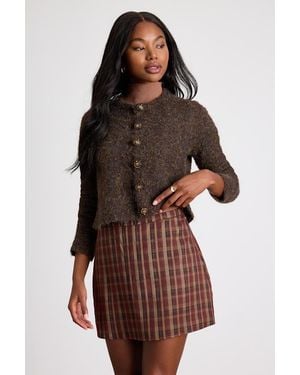 Lulus Sursha Plaid Mid-Rise Mini Skirt - Brown