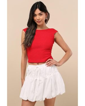 Lulus Kirsty Tiered Drawstring Bubble-Hem Mini Skirt