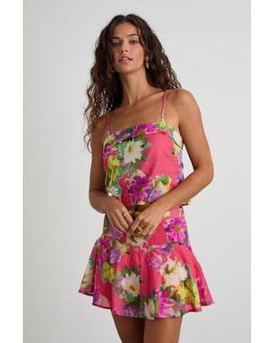 Lulus Tova Multi Floral Cami Top - Red