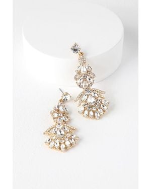 Lulus Special Moment Rhinestone Earrings - White