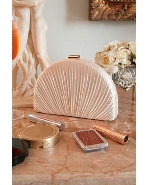 Lulus Pleat Perfection Satin Pleated Hard Clutch - Black