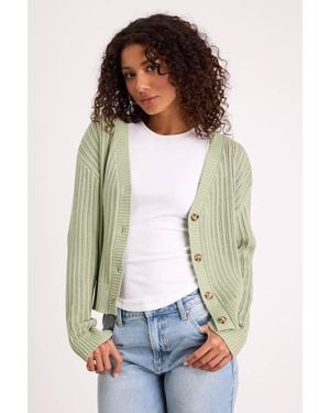 Lulus Fresh Feeling Sage Open Knit Button-Up Cardigan Jumper - Green