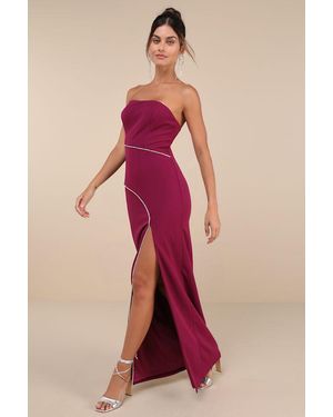 Lulus Elevated Sparkle Rhinestone Strapless Maxi Dress - Red