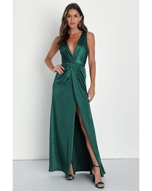 perfectly classy emerald green satin strappy maxi dress Lulus in Sep25-Dress