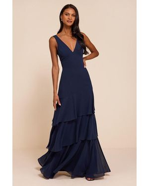 Lulus Somerset Tiered Maxi Dress - Blue