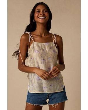 Lulus Avalon Cream Floral Tie-Strap Tank Top - Brown