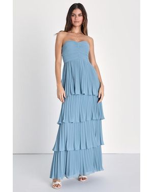 seriously sensational light pink strapless tiered maxi dress Lulus Seriously Sensational Blush Floral Strapless Tiered Maxi Dress in Pink