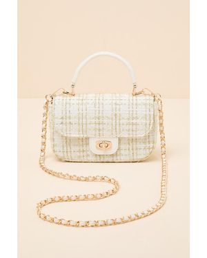 Lulus Lincoln Tweed Mini Crossbody Bag - Natural