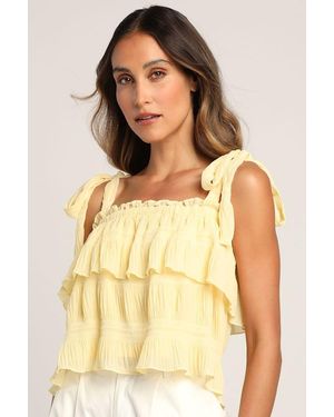 Lulus Tiers To Summer Tie-Strap Tiered Tank Top - Yellow