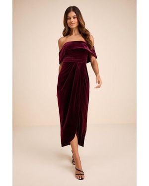 Lulus I'M Enchanted Velvet Off-The-Shoulder Maxi Dress - Red