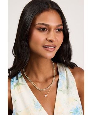 Lulus Meleta Beaded Layered Necklace - Metallic