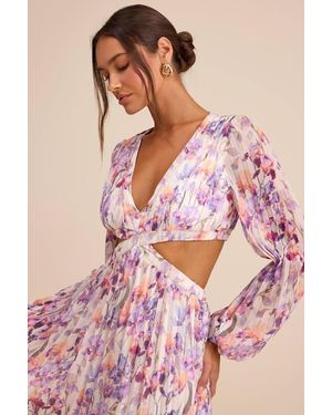 Lulus Melea And Floral Pleated Cutout Maxi Dress - Pink