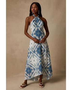 Lulus Hania And Boho Print Halter Midi Dress - Blue