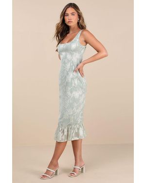 Lulus Elani Floral Burnout Trumpet Midi Dress - Multicolor