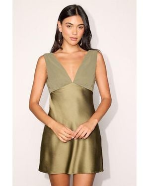 Lulus Hanley Satin Slip Mini Dress - Green