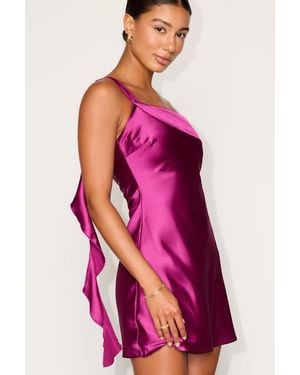 Lulus Nikki Satin Ruffled Sash Mini Dress - Purple