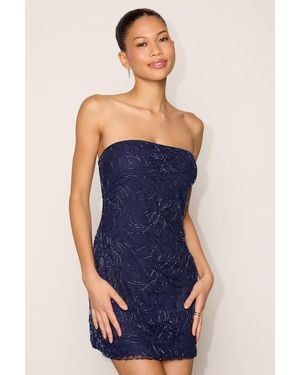 Lulus Lolly Beaded Strapless Mini Dress - Blue