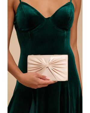Lulus Carmelita Satin Bow Clutch - Blue