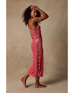 Lulus Murica And Striped Cutout Midi Swim Cover-Up - Pink