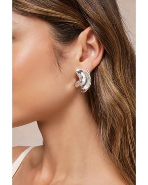 Lulus Elegant Shine Abstract Semicircle Earrings - Brown