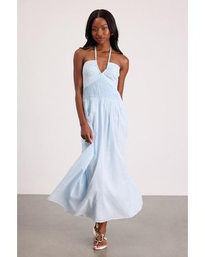 Lulus Kylene Pleated Halter Maxi Dress - White