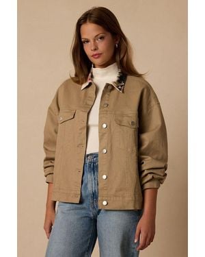 Lulus Augusta Khaki Floral Collared Jacket - Natural