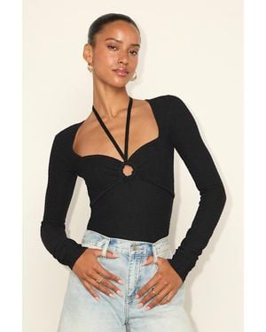 Lulus Brandy Long Sleeve Halter Jumper Top - Black