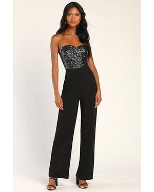 Lulus Total Hottie Sequin Strapless Jumpsuit - Blue