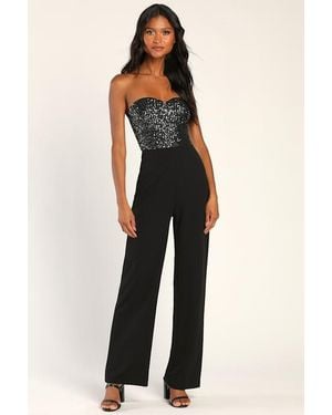 Lulus Total Hottie Sequin Strapless Jumpsuit - Blue